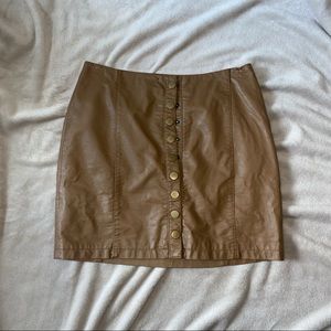 Free People Tan Leather Button Up Skirt Size 8